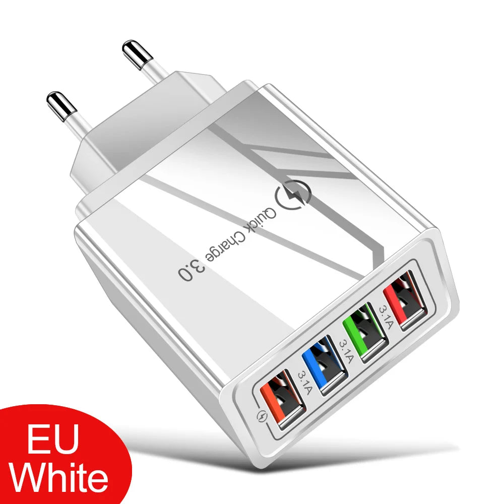 EU/US Plug USB Charger Quick Charge 3.0 For Phone Adapter for iPhone 15 Pro Max Tablet Portable Wall Mobile Charger Fast Charger