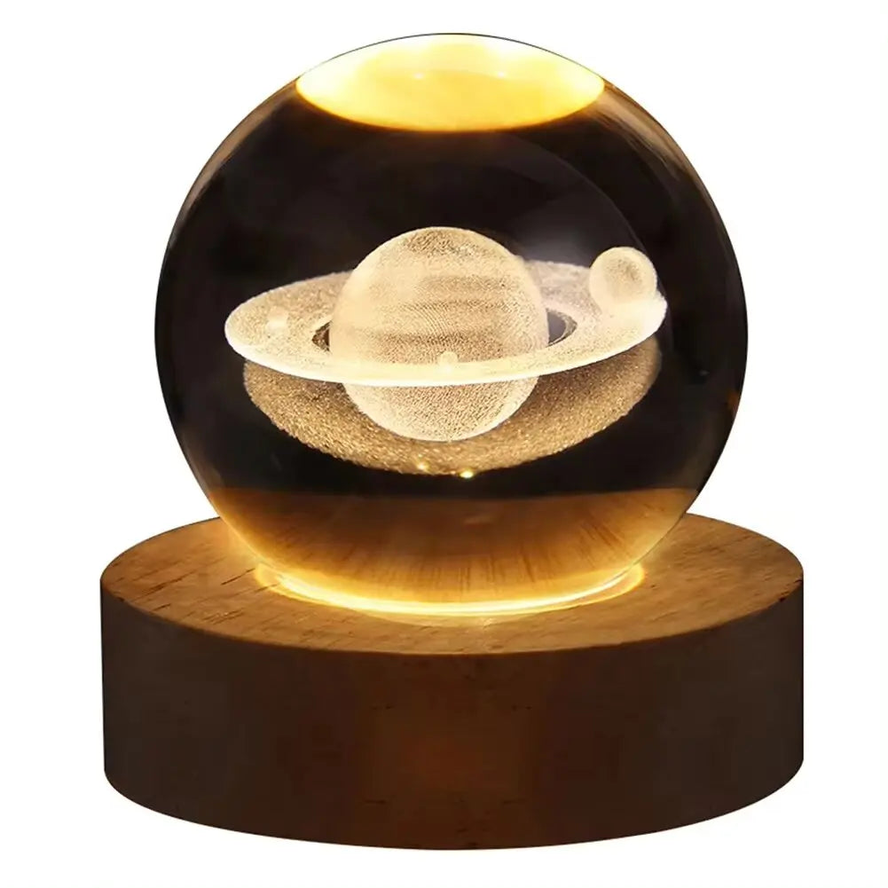 3D Galaxy Crystal Ball Lamp – USB Night Light with Planetary Projections ( For International Customer )