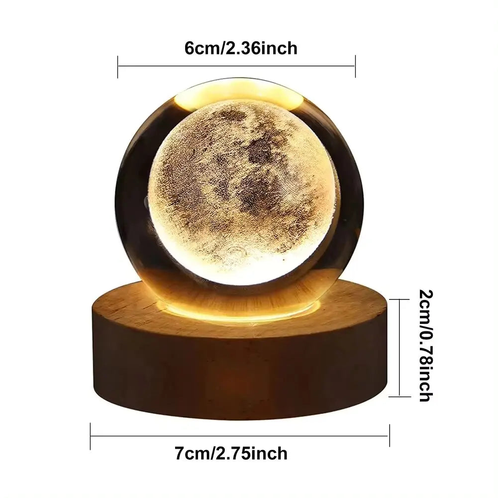 3D Galaxy Crystal Ball Lamp – USB Night Light with Planetary Projections ( For International Customer )