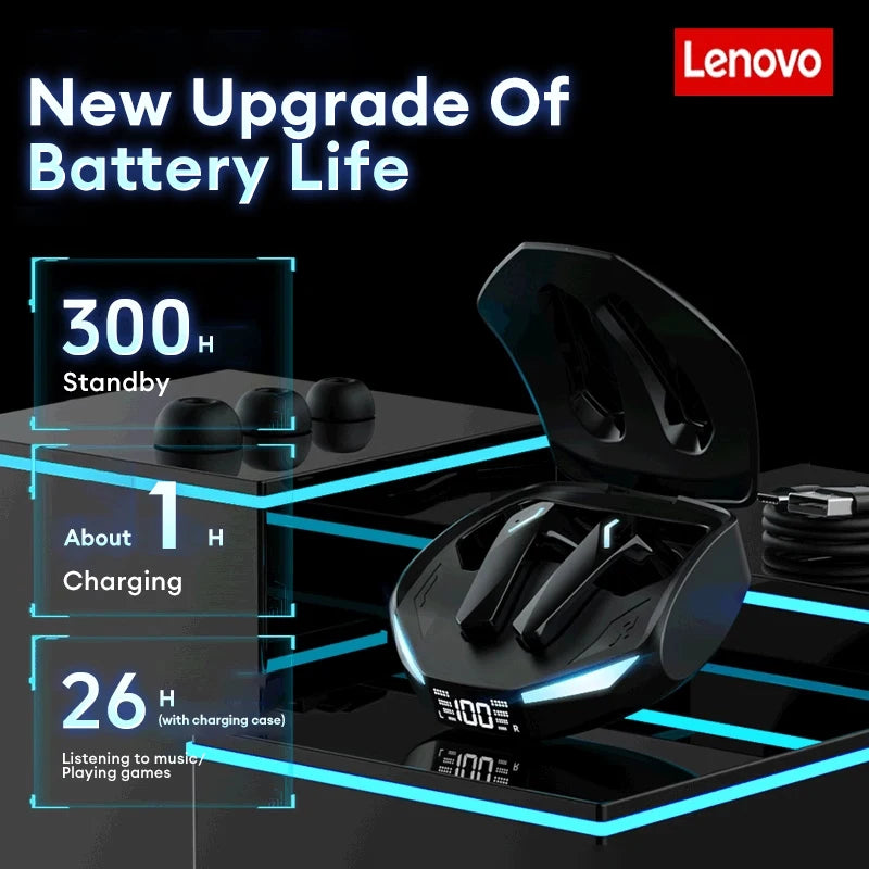 New Lenovo GM2 PRO MAX Wireless Upgrade Bluetooth 5.4 Earbuds LED Digital Display Waterproof Earphones Low Latency Game Headset