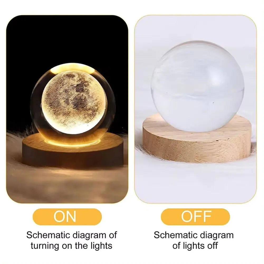 3D Galaxy Crystal Ball Lamp – USB Night Light with Planetary Projections ( For International Customer )