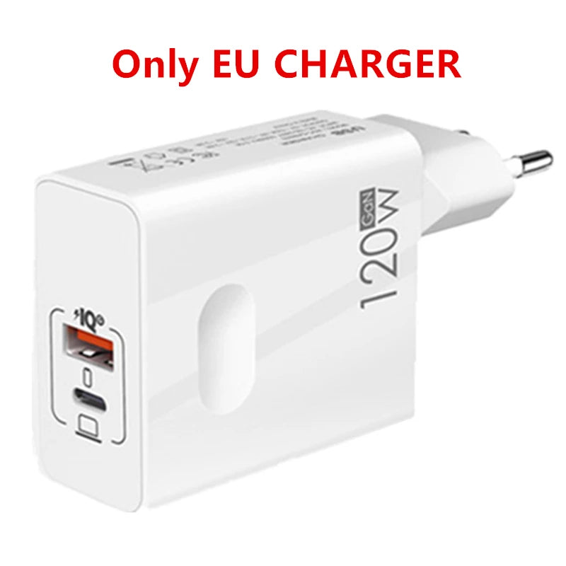 120W Fast Charger USB Type C PD Cable Fast Charging Quick Charge 3.0 Adapter For iPhone Xiaomi Samsung Oneplus Pixel Cellphones