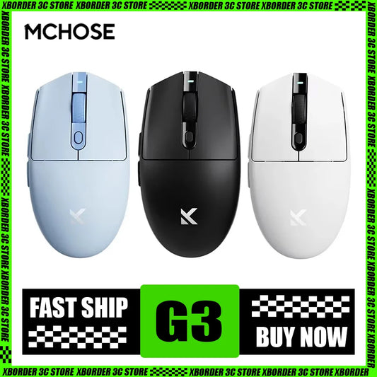 New Mchose G3 Gaming Mouse 8k Paw3395 Tri Mode Bluetooth Wireless Mouse Long Battery Life Lightweight Office Pc Gamer Accessory