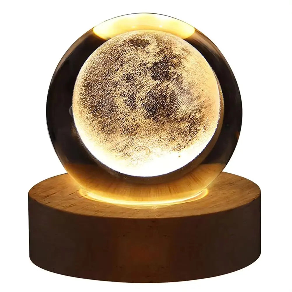 3D Galaxy Crystal Ball Lamp – USB Night Light with Planetary Projections ( For International Customer )